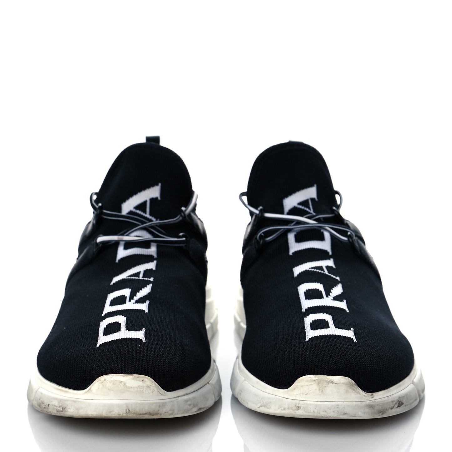 Knit Fabric Logo Sneakers 39.5 Black White