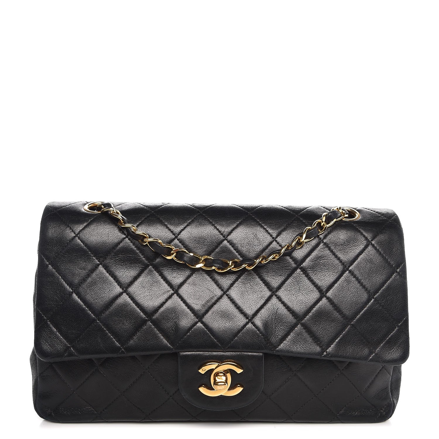 Chanel Lambskin Quilted Medium Double Flap Black 1 of 8