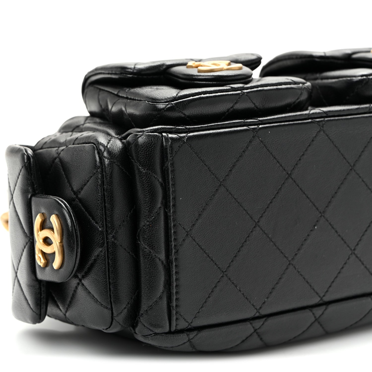 Chanel Shiny Lambskin Quilted Trendy Pockets Hobo Black 17 of 19