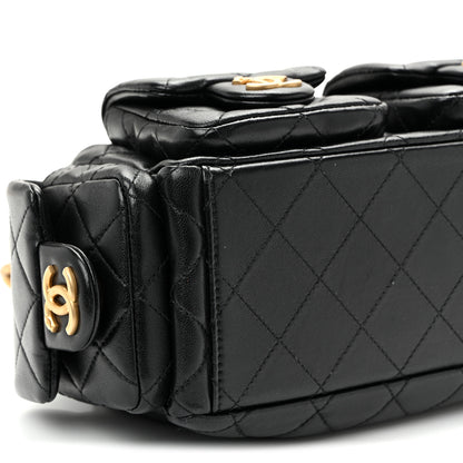 Chanel Shiny Lambskin Quilted Trendy Pockets Hobo Black 17 of 19