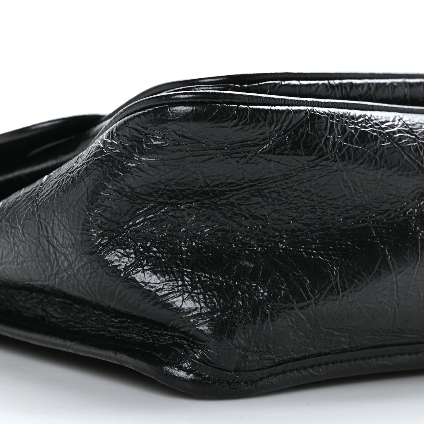 Crinkled Calfskin Matelasse Monogram Medium Niki Chain Satchel Black
