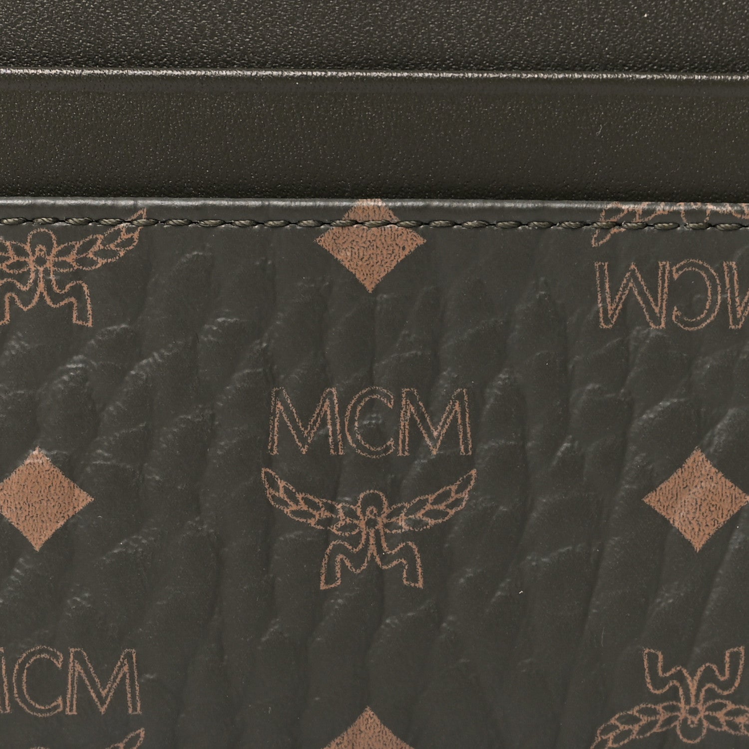 MCM Calfskin Nylon Reflective Mini Card Case Green 7 of 7