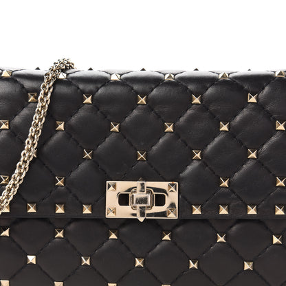 Valentino Garavani Lambskin Rockstud Spike Wallet on Chain Black 9 of 10
