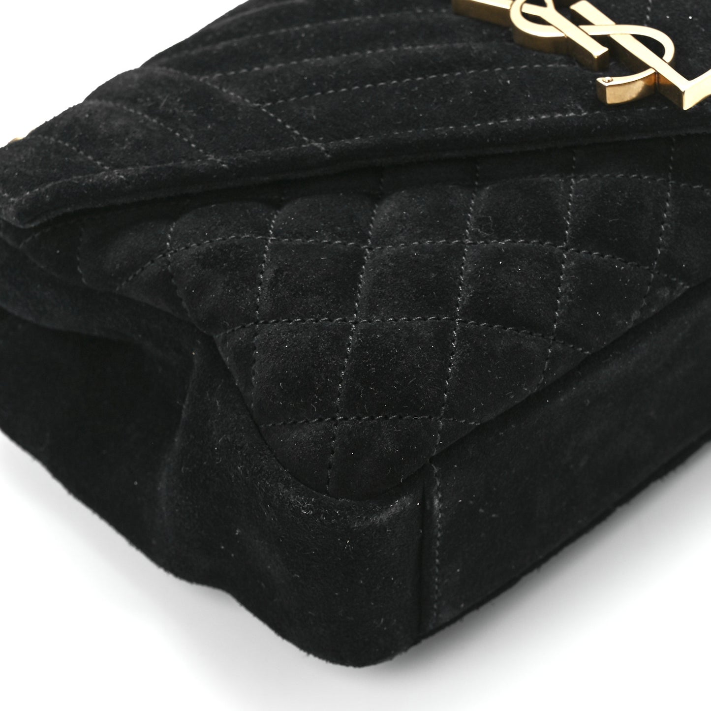 Suede Tri-Quilt Monogram Medium College Bag Black