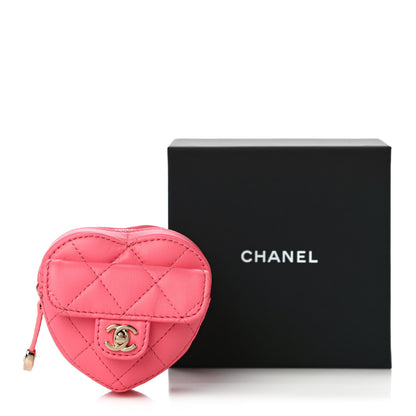 Chanel Lambskin Quilted CC In Love Heart Zipped Arm Coin Purse Pink 10 of 10