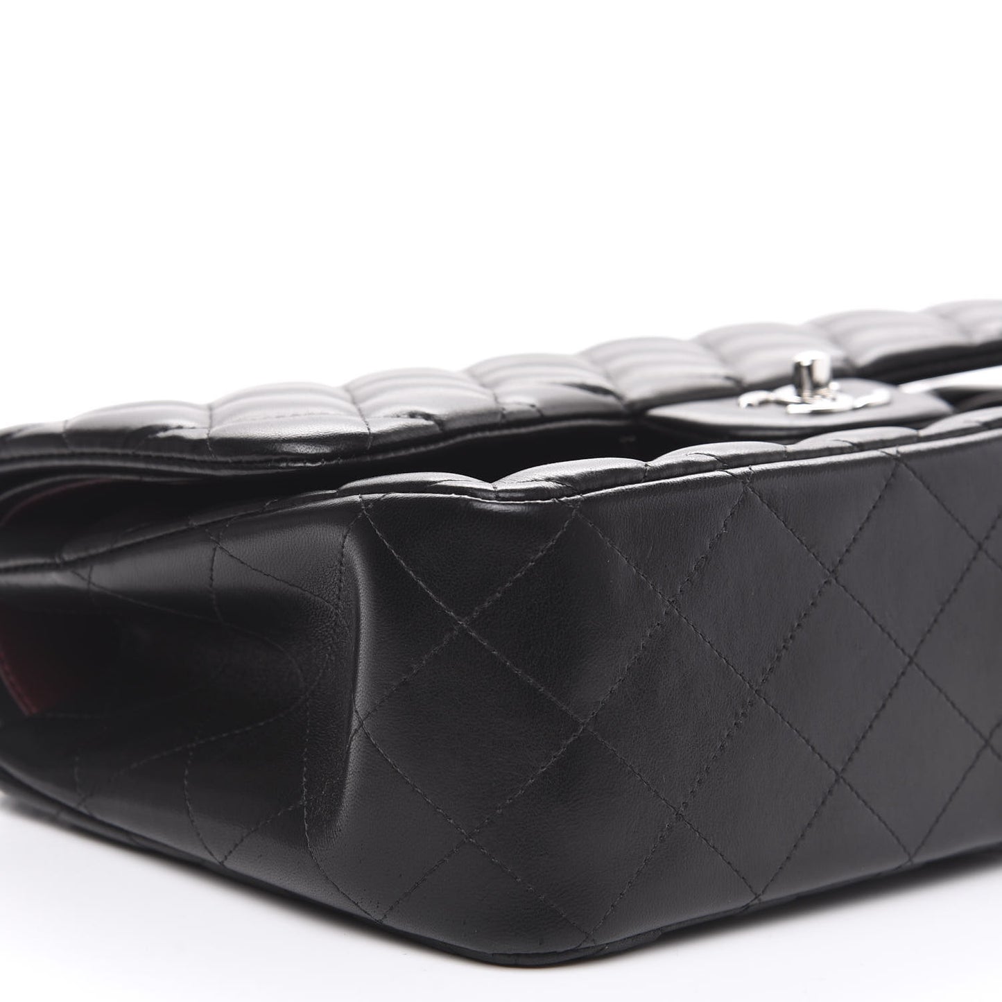 Lambskin Quilted Jumbo Double Flap Black