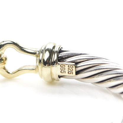 David Yurman Sterling Silver 14K Yellow Gold 7mm Cable Classic Buckle Bracelet 5 of 5