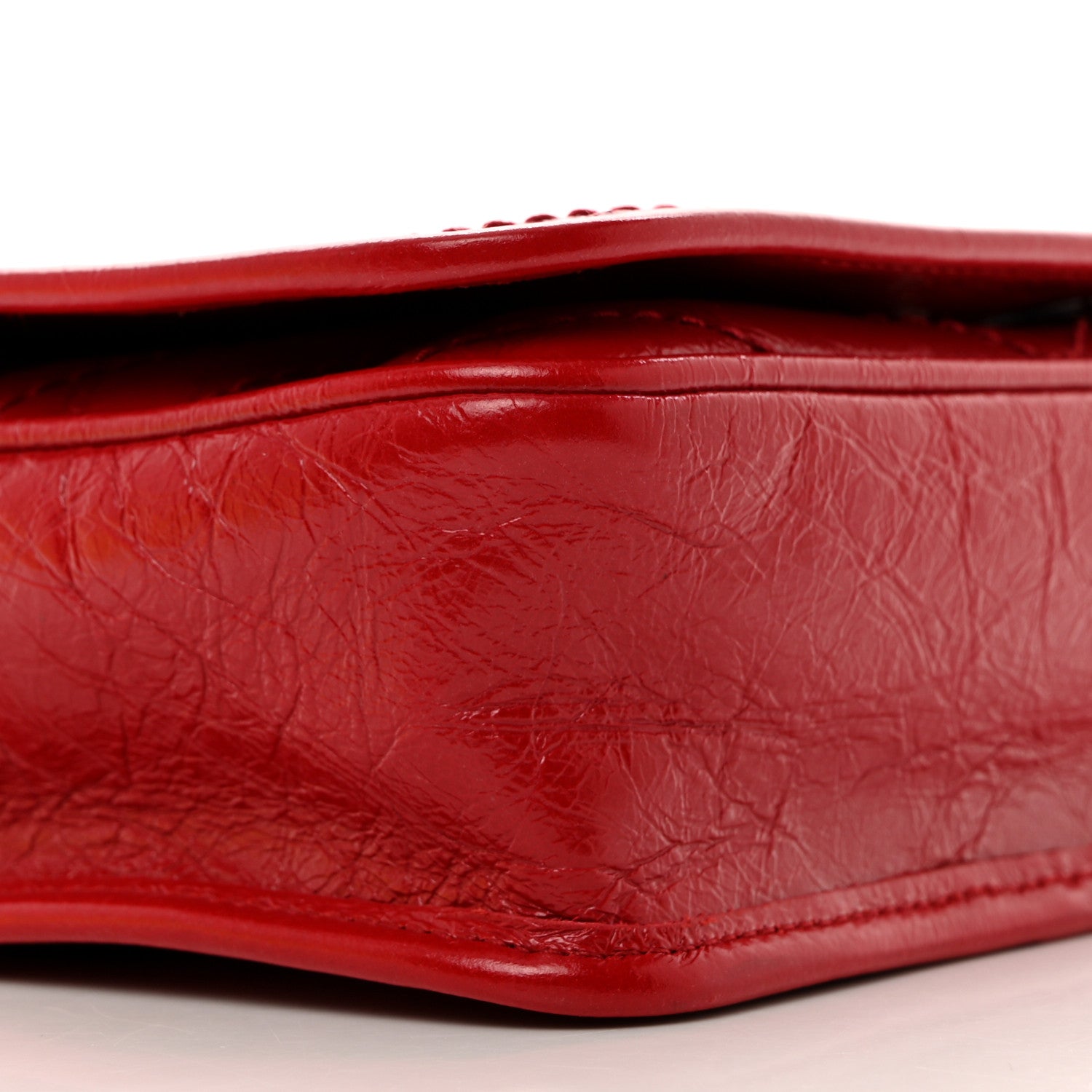 Saint Laurent Crinkled Calfskin Matelasse Monogram Niki Chain Wallet Rouge Eros 9 of 10