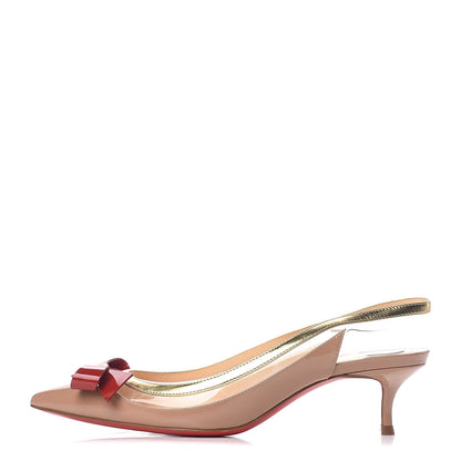 Christian Louboutin Patent PVC Suspenodo Sling 45 Pumps 36 Nude 1 of 8