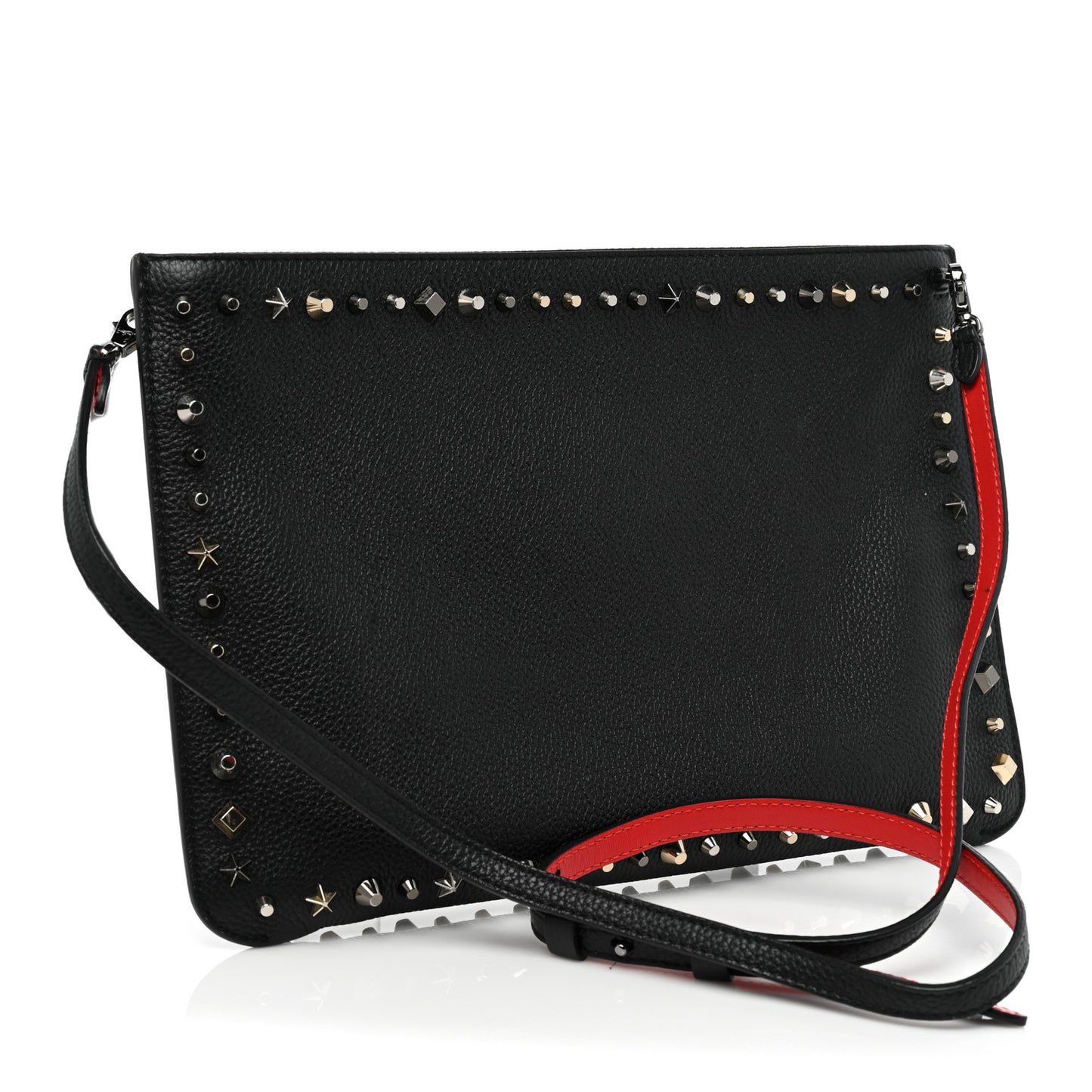 Calfskin Empire Trashmix Spike Loubiclutch Clutch Black