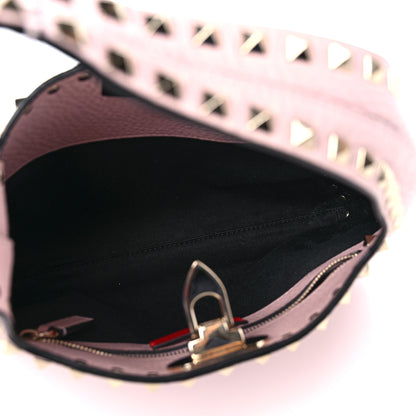 Valentino Garavani Pebbled Calfskin Small Rockstud Flip Lock Hobo Light Pink 5 of 9