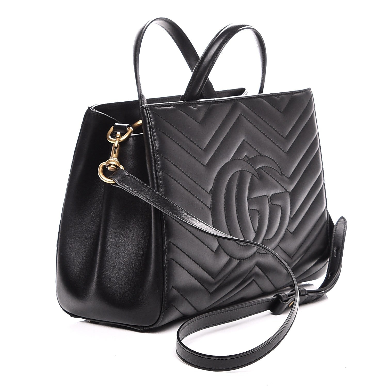Gucci Calfskin Matelasse Small GG Marmont Tote Black 4 of 8