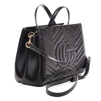Gucci Calfskin Matelasse Small GG Marmont Tote Black 4 of 8