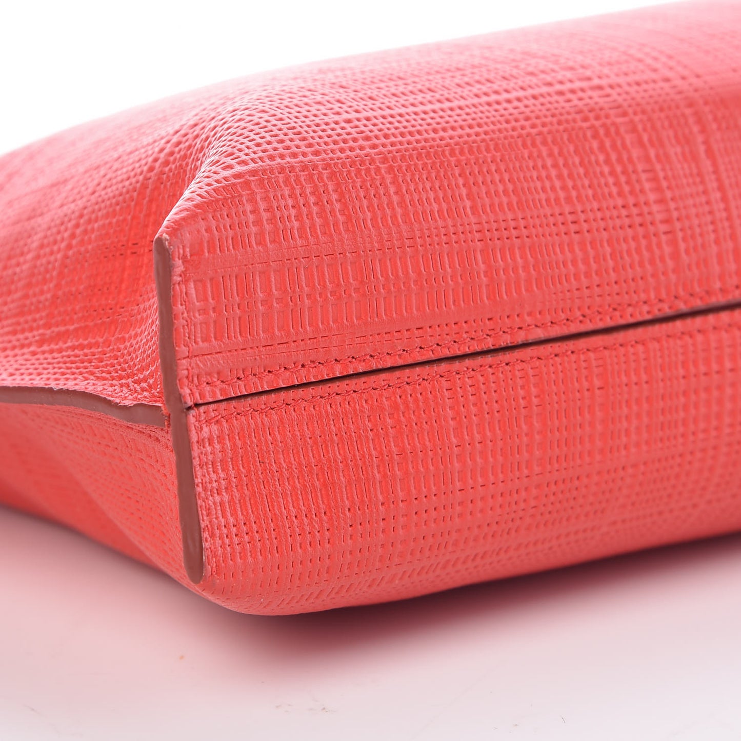 Calfskin Linen Embossed Large T Pouch Primary Red