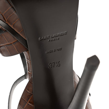 Saint Laurent Calfskin Embossed Crocodile Tribute 105 Platform Sandals 37.5 Moro 6 of 8
