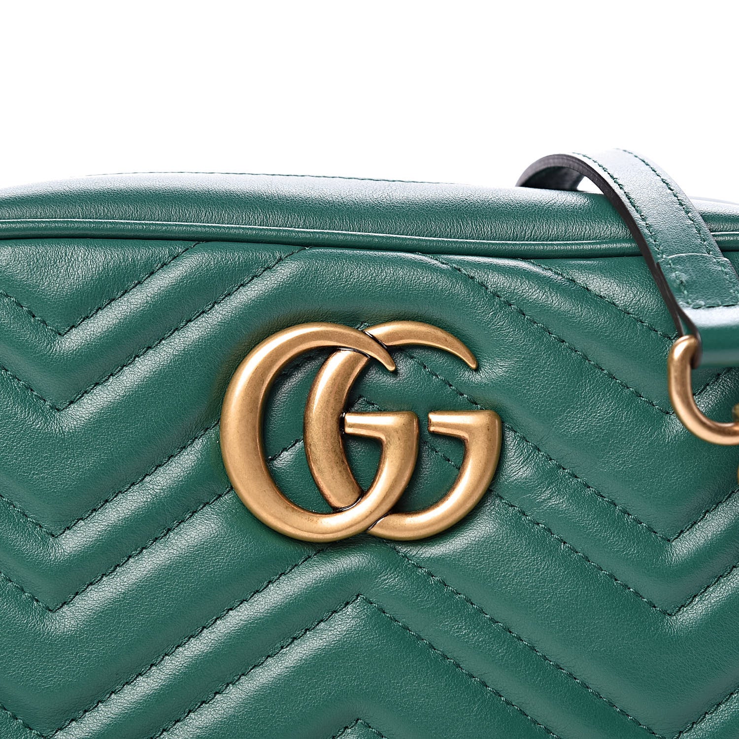 Gucci Calfskin Matelasse Small GG Marmont Chain Shoulder Bag Emerald Green 8 of 10