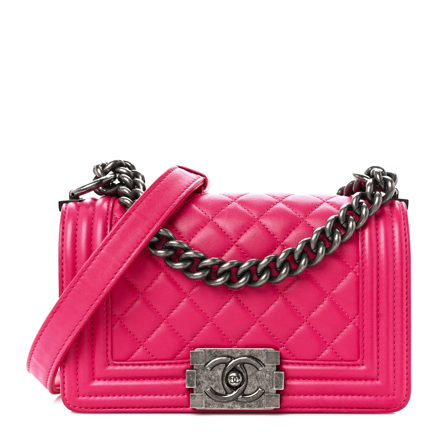 Chanel Lambskin Quilted Small Boy Flap Dark Pink 1 of 10