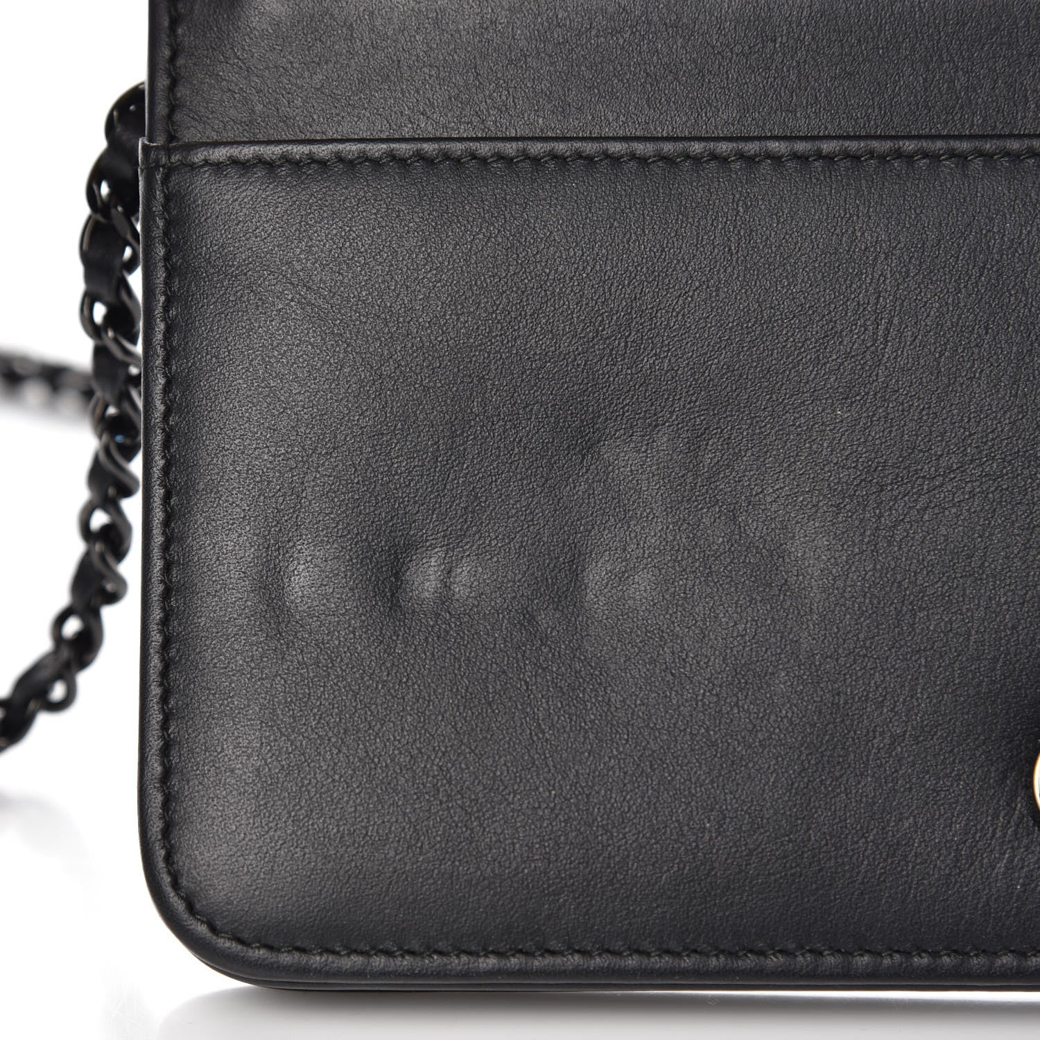 Chanel Calfskin Painted Chevron Embossed Boy Wallet On Chain WOC Black 10 of 11