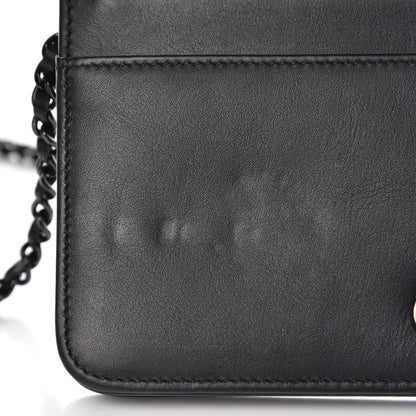 Chanel Calfskin Painted Chevron Embossed Boy Wallet On Chain WOC Black 10 of 11