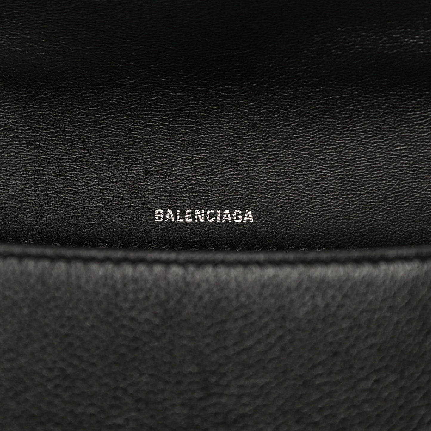 Grained Calfskin Medium Hourglass Top Handle Bag Black