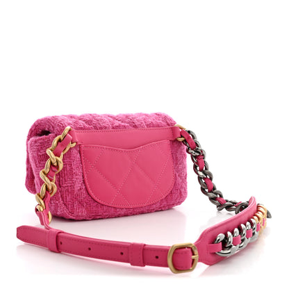 Chanel Tweed Quilted Chanel 19 Waist Bag Pink 2 of 9