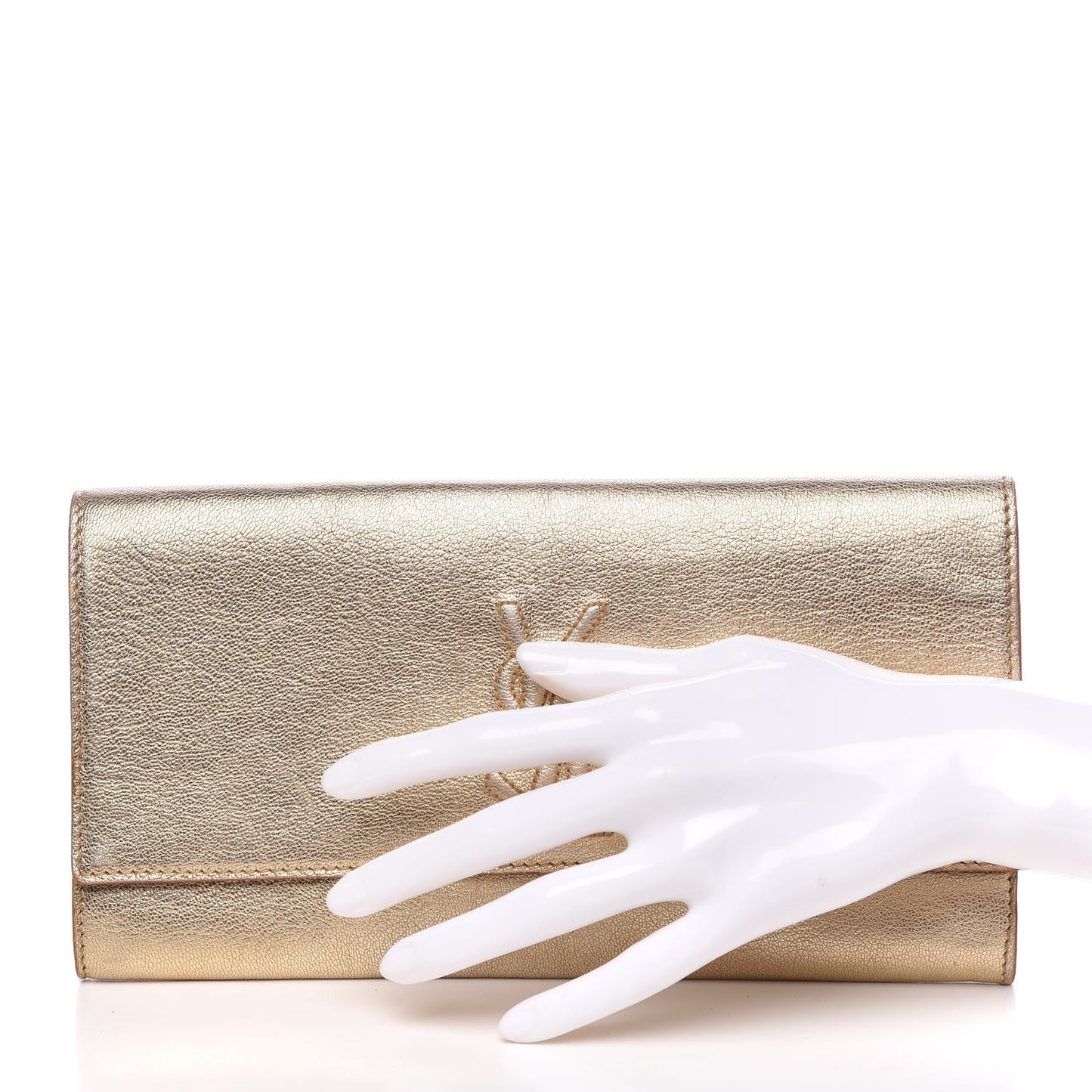 Metallic Goatskin Small Belle De Jour Clutch Gold