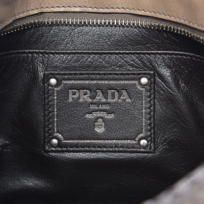 Prada Goatskin Woven Tassel Shoulder Bag Pomice Grafite 6 of 10