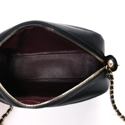 Chanel Lambskin Quilted Small Diamond CC Camera Case Black 5 of 9