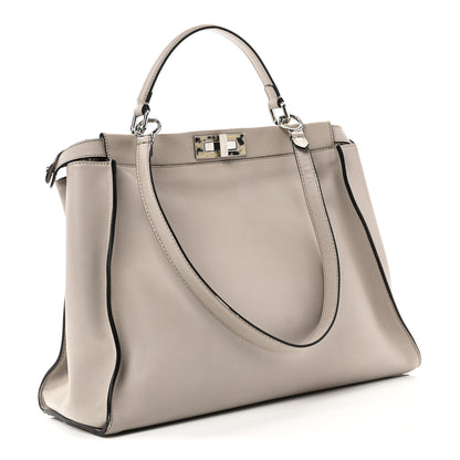 Fendi Vitello Seta Plexiglass Granite Large Peekaboo Iconic Satchel Polvere 2 of 10