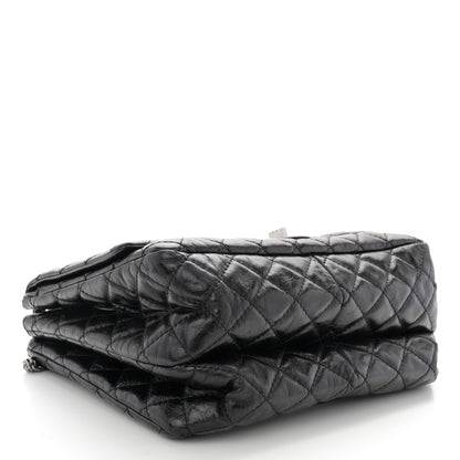 Chanel Metallic Aged Calfskin Quilted Reissue 2.55 Accordion Flap Black 4 of 11
