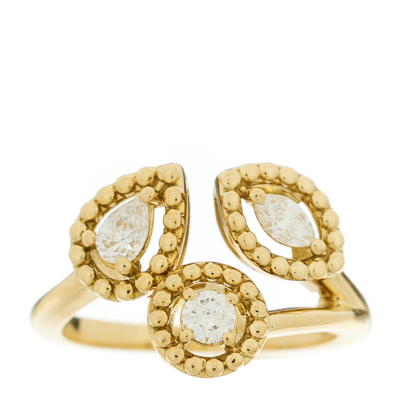 Roberto Coin 18K Yellow Gold Diamond Dolcetto Three Stone Ring 52 6 1 of 4