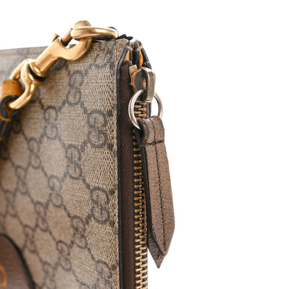 Gucci GG Supreme Monogram Neo Vintage Zip Wristlet Pouch Beige New Acero Crop 10 of 18