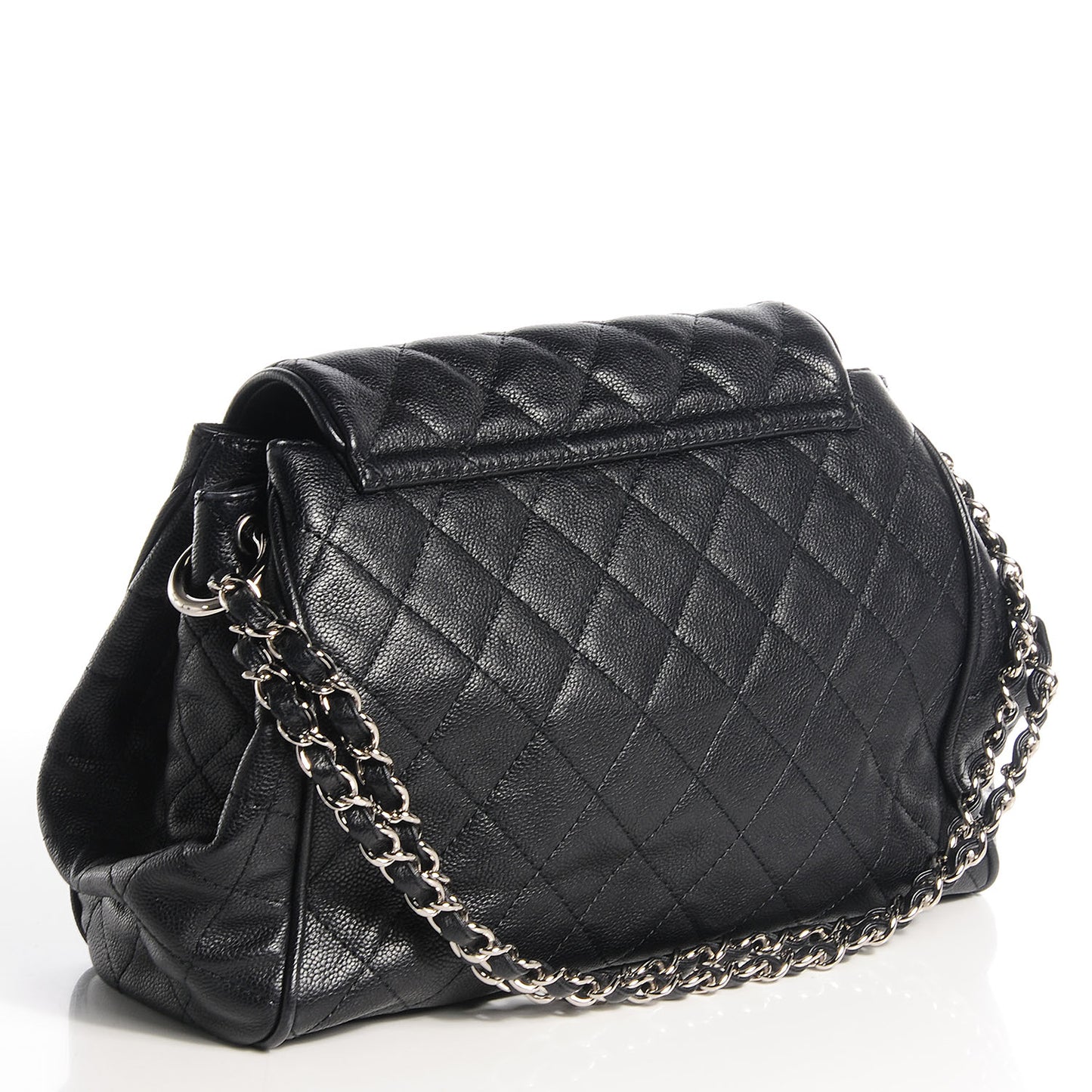Caviar Quilted Timeless Accordion Flap Black