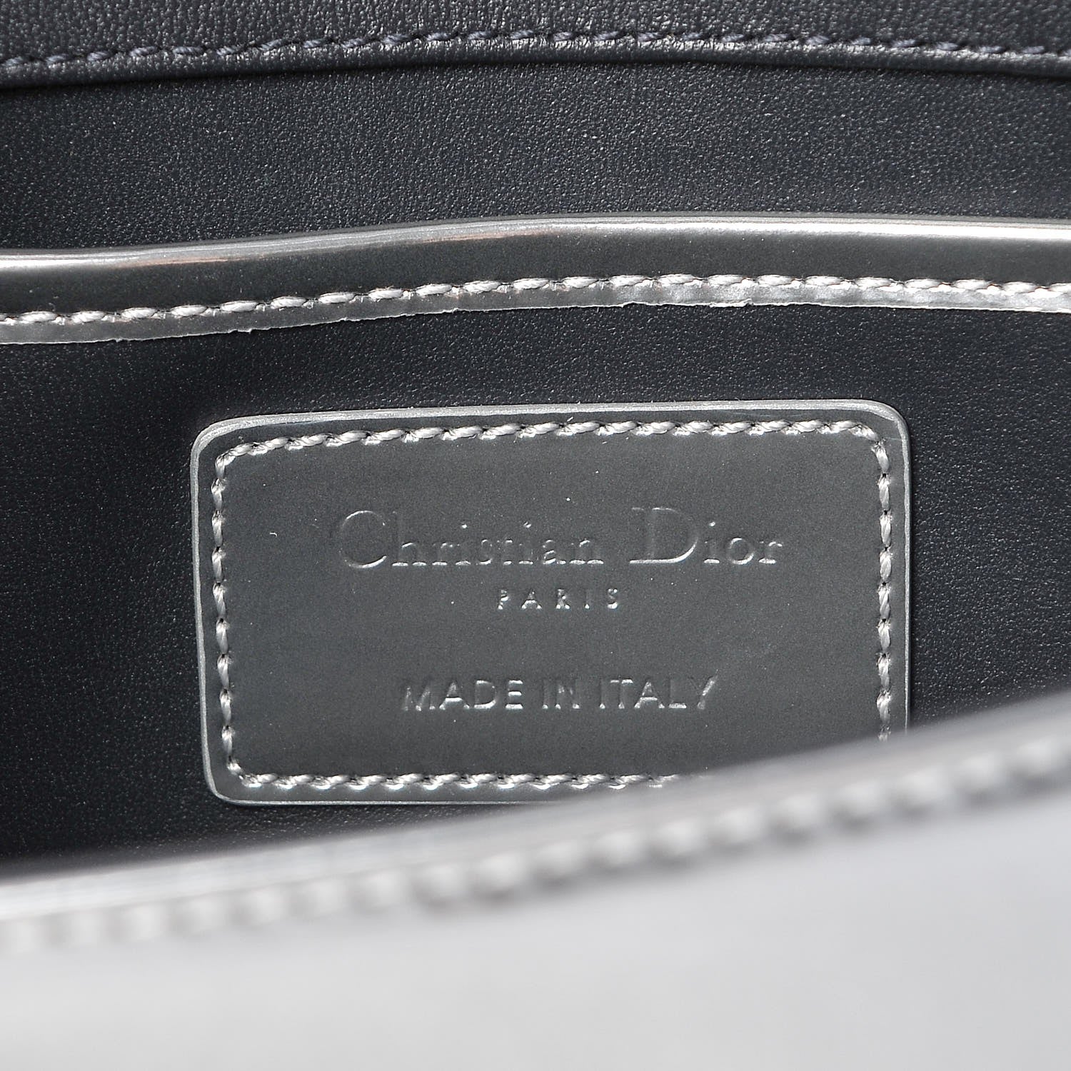 Christian Dior Metallic Patent Micro-Cannage Lady Dior Croisiere Chain Clutch Silver 6 of 6