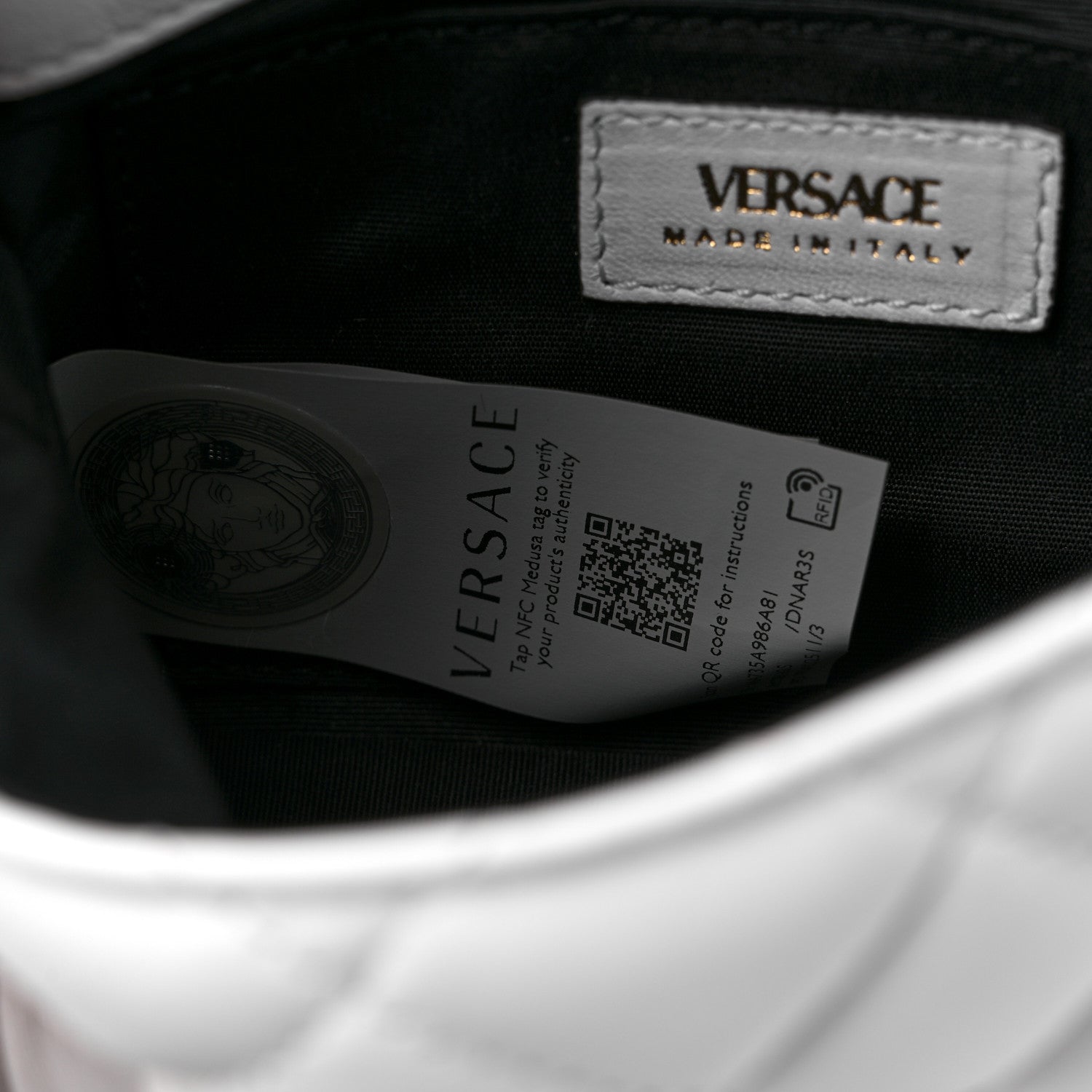 Versace Nappa Quilted Small Medusa Chain Crossbody White 7 of 9