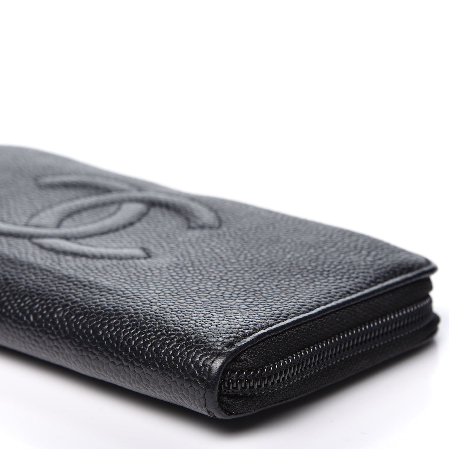 Caviar Large Timeless CC Zip Around Wallet Black
