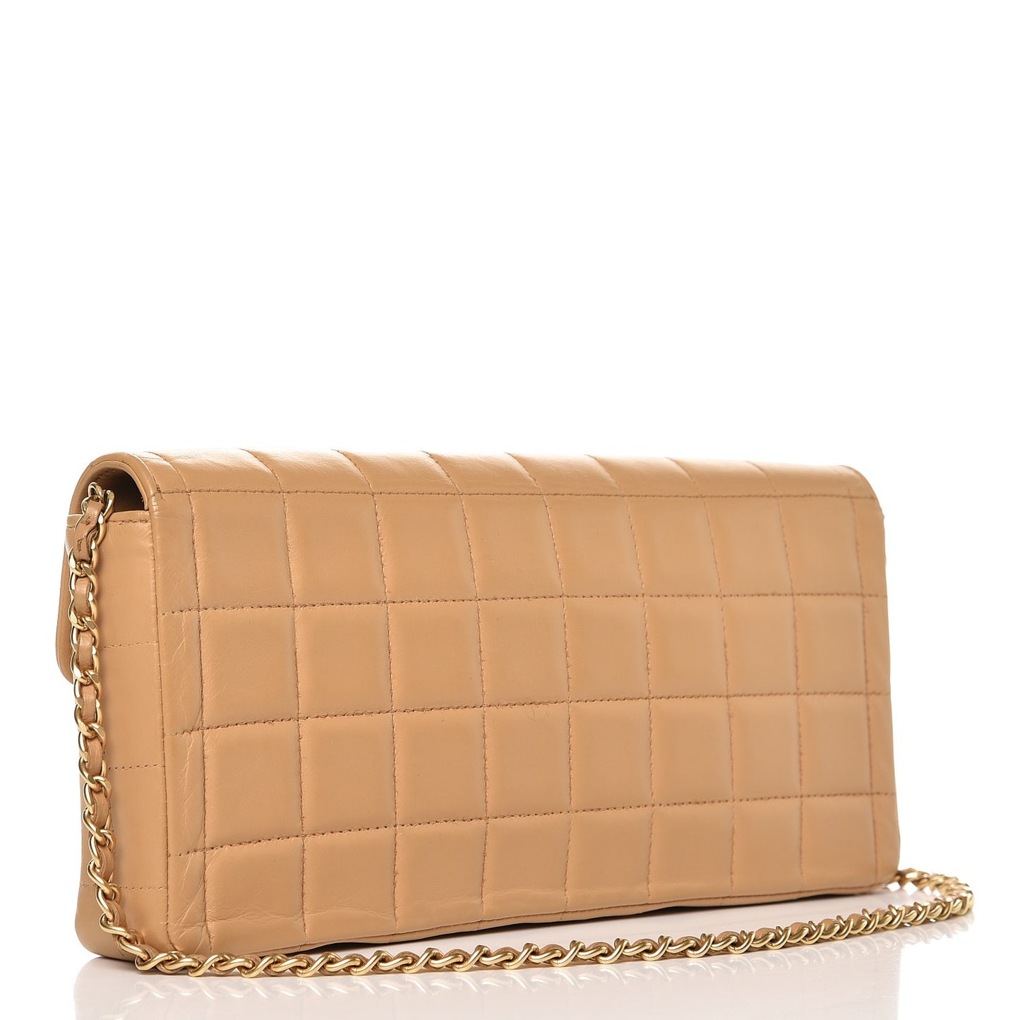 Lambskin East West Chocolate Bar Flap Beige