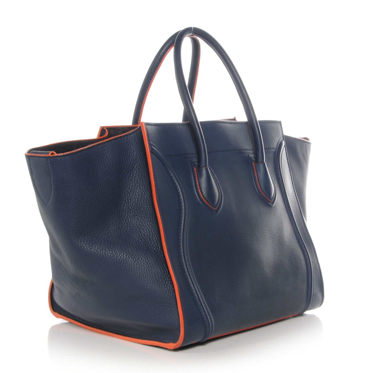 Drummed Leather Medium Phantom Luggage Royal Blue Orange Trim