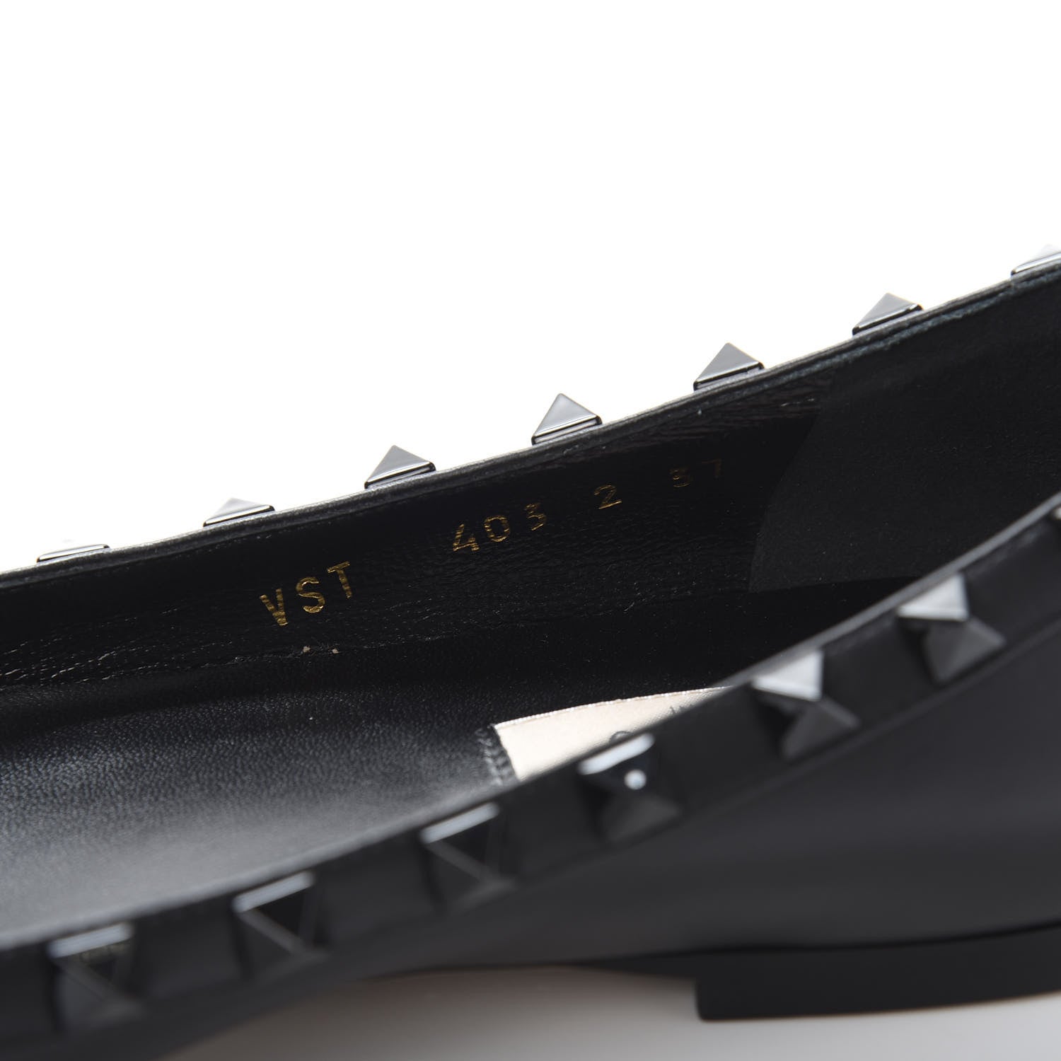 Valentino Garavani Calfskin Lacquered Monochrome Rockstud Ballerina Flats 37 Black 8 of 9