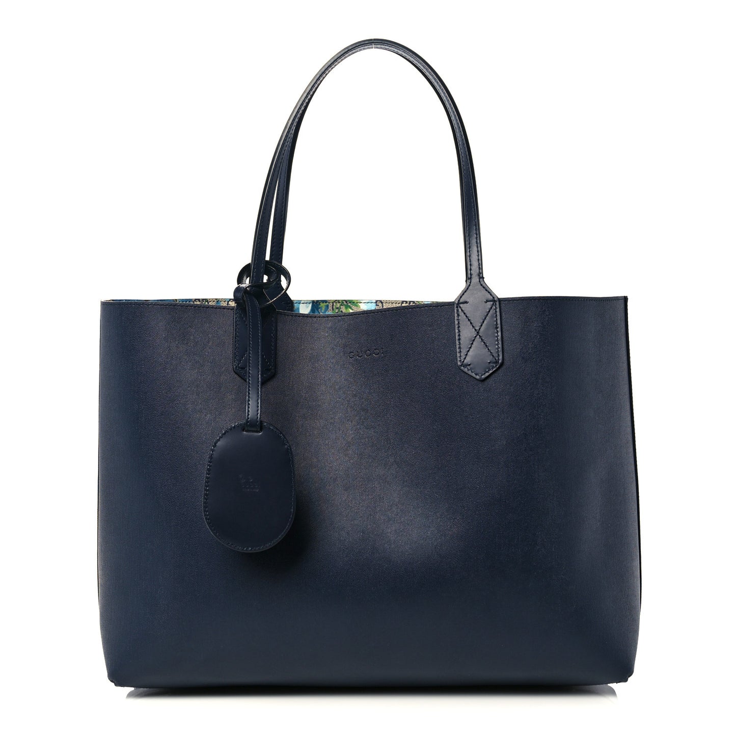 GG Supreme Monogram Blooms Medium Reversible Tote Beige Blue Navy