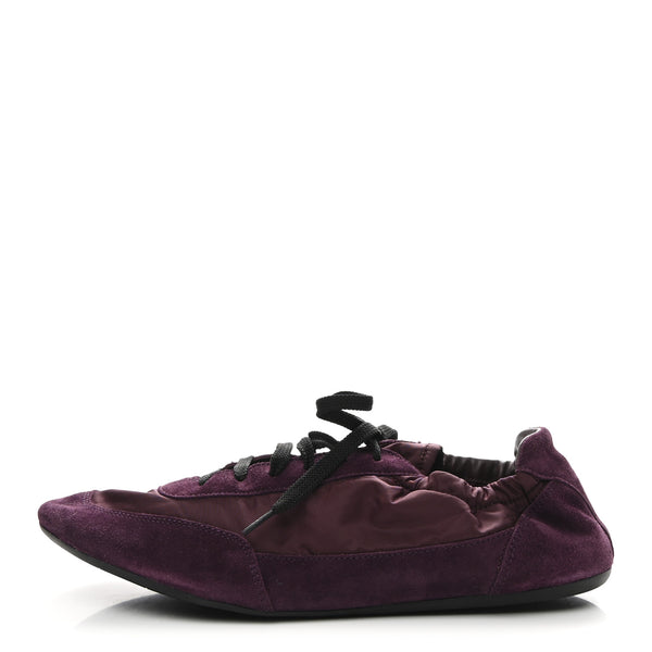 Prada Re-Nylon Suede Collapse Sneakers 39.5 Bordeaux 1815076
