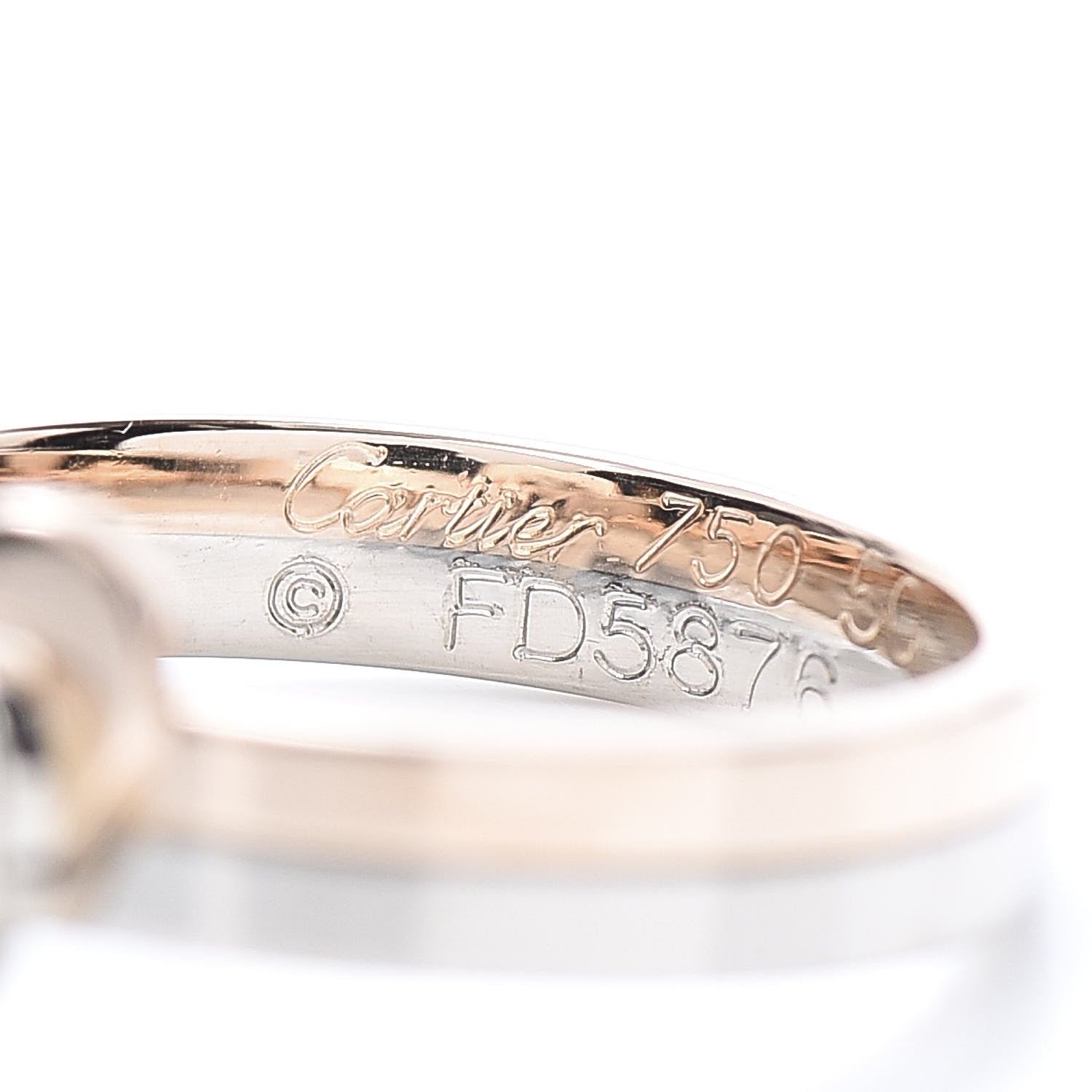 Cartier 18K White Pink Gold Double Heart Ring 50 5.25 5 of 6