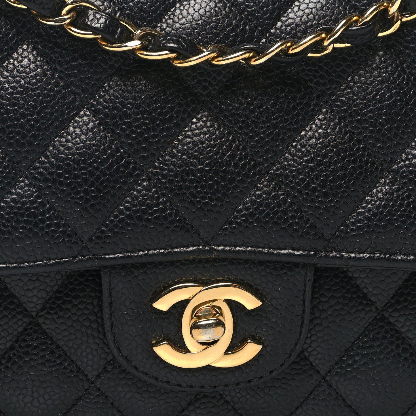 Caviar Quilted Medium Double Flap Black