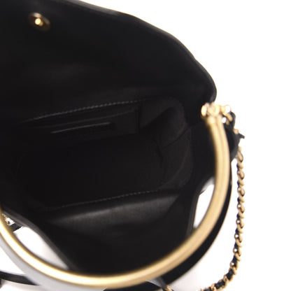 Chanel Lambskin Chevron Quilted Handle With Chic Bucket Bag Black 5 of 13