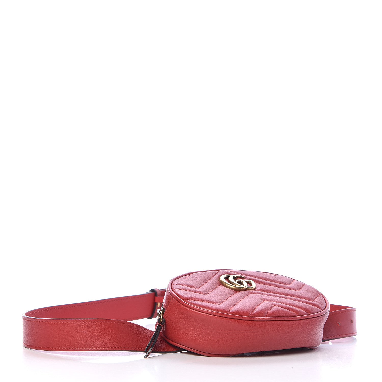 Gucci Calfskin Matelasse GG Marmont Belt Bag 95 38 Hibiscus Red 4 of 11