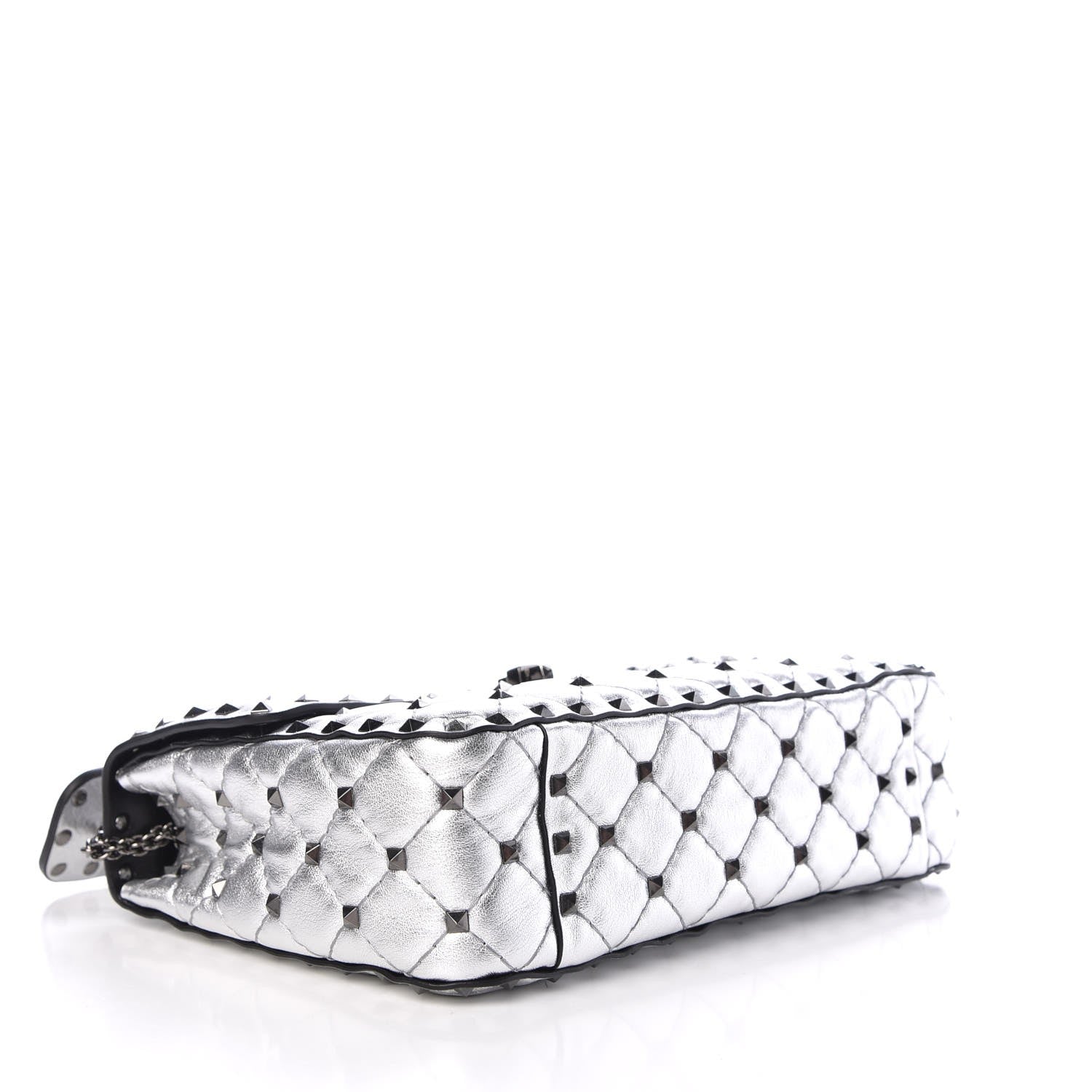 Valentino Garavani Metallic Lambskin Medium Star Rockstud Spike Shoulder Bag Silver 4 of 6