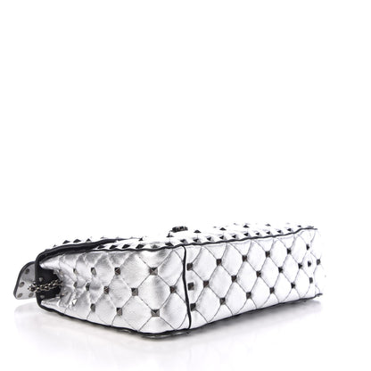 Valentino Garavani Metallic Lambskin Medium Star Rockstud Spike Shoulder Bag Silver 4 of 6
