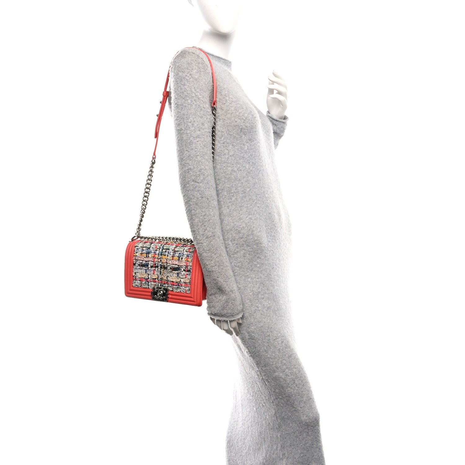 Chanel Lambskin Tweed Medium Boy Flap Coral 2 of 11
