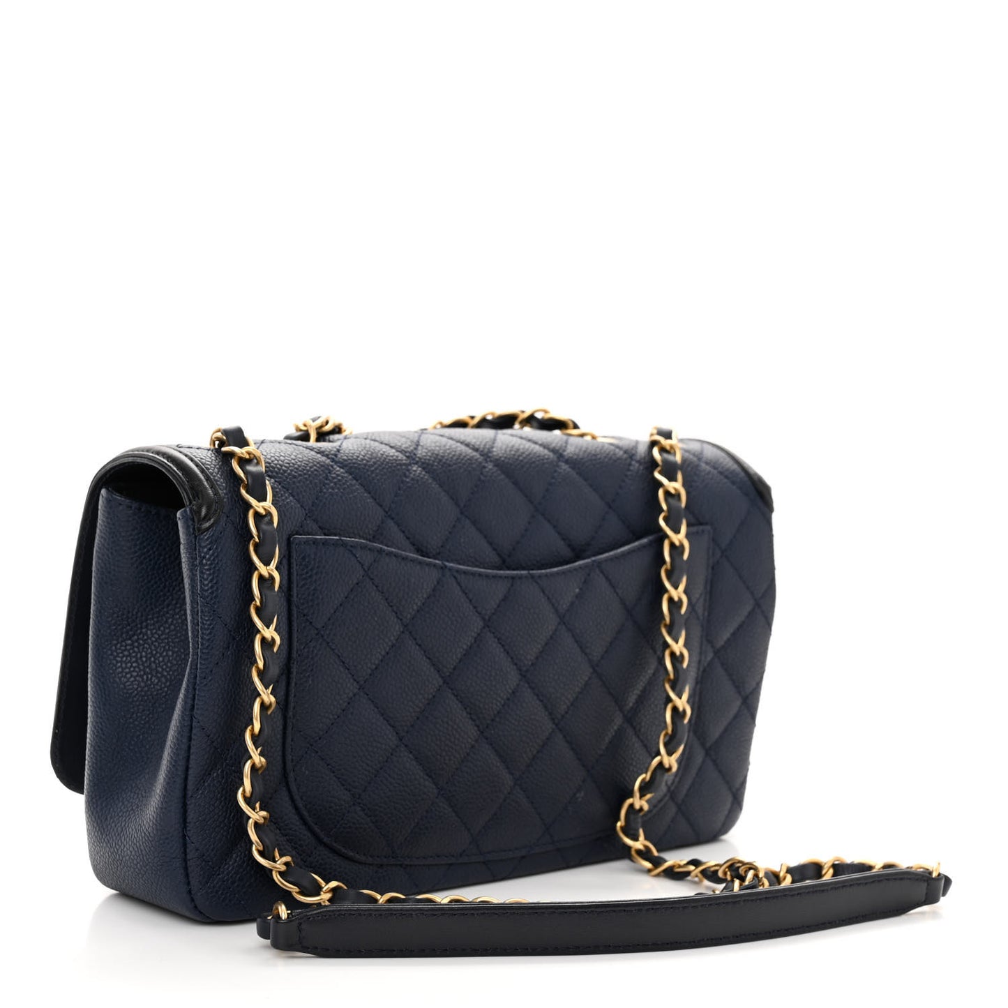 Caviar Quilted Medium CC Filigree Flap Navy Black