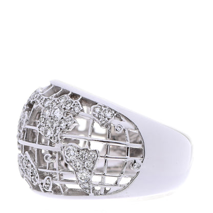 Chanel 18K White Gold Diamond World Map Ring 56 7.5 3 of 6